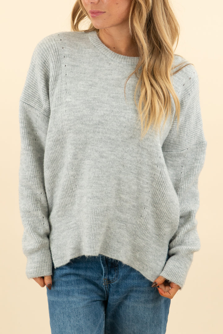 topshop light grey high low sweater (2; retail $69)