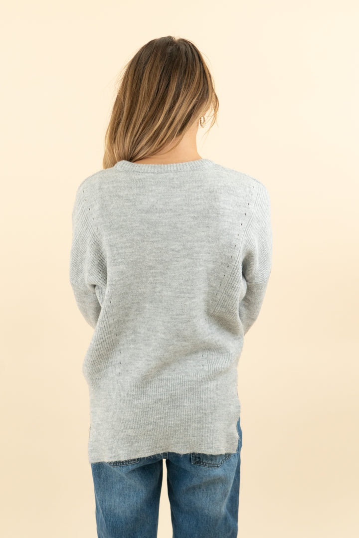 topshop light grey high low sweater (2; retail $69)