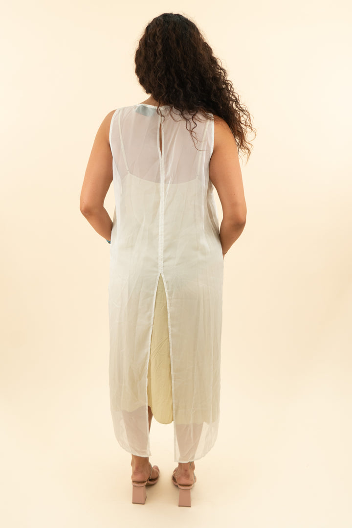 sunday in brooklyn sheer dress w/ back slit (l; retail $138)