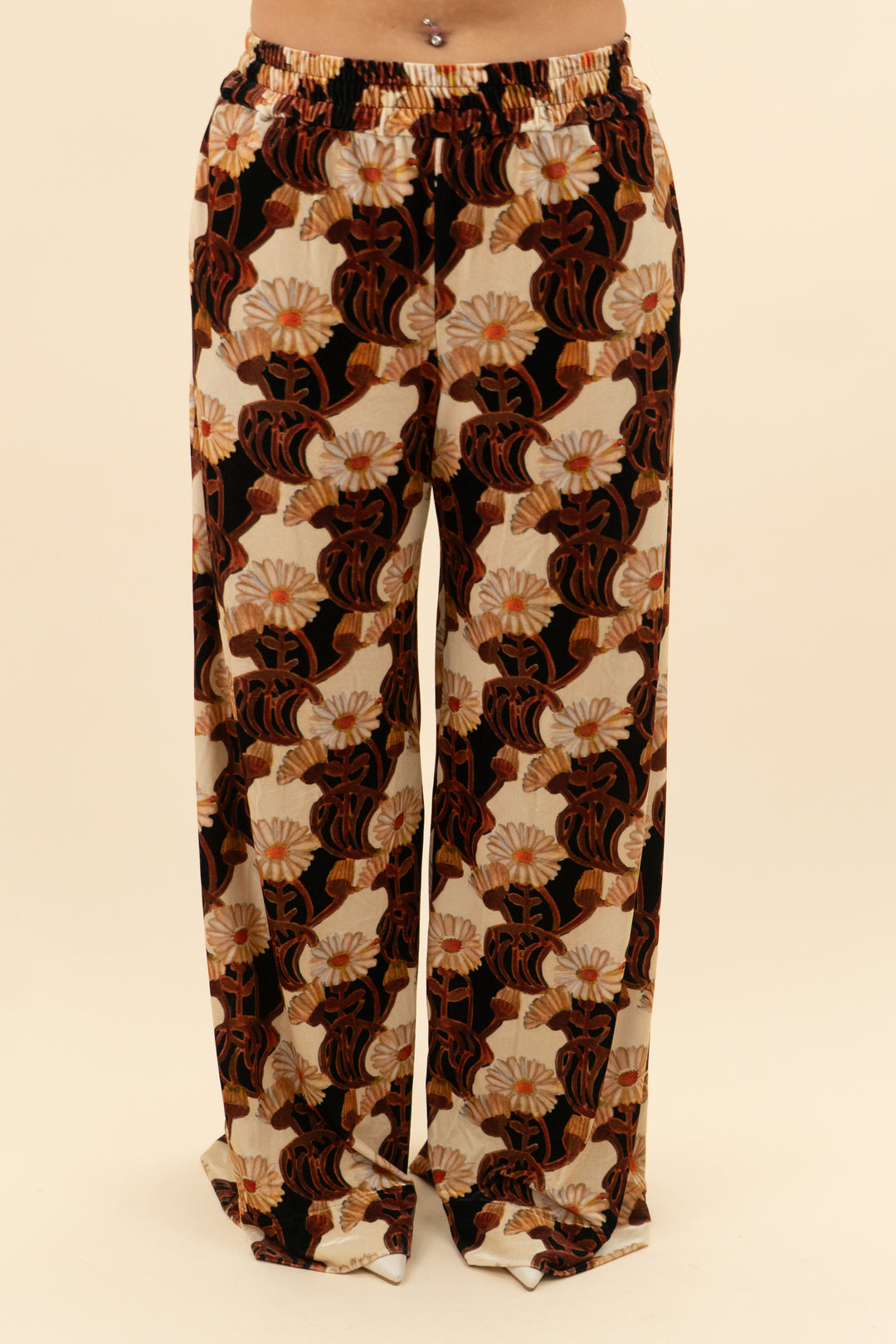 la double j velvet floral wide leg pants (m; retail $790)