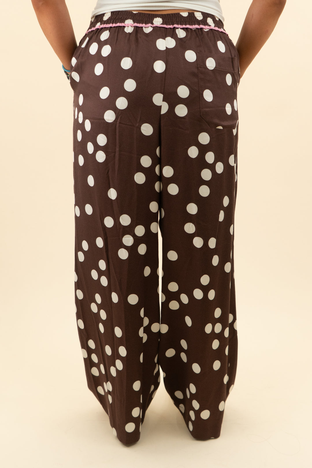 maeve brown polka dot pull on pants (l; retail $148)