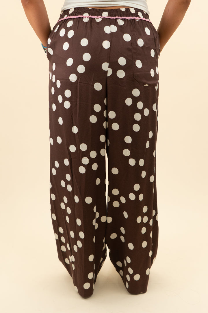 maeve brown polka dot pull on pants (l; retail $148)