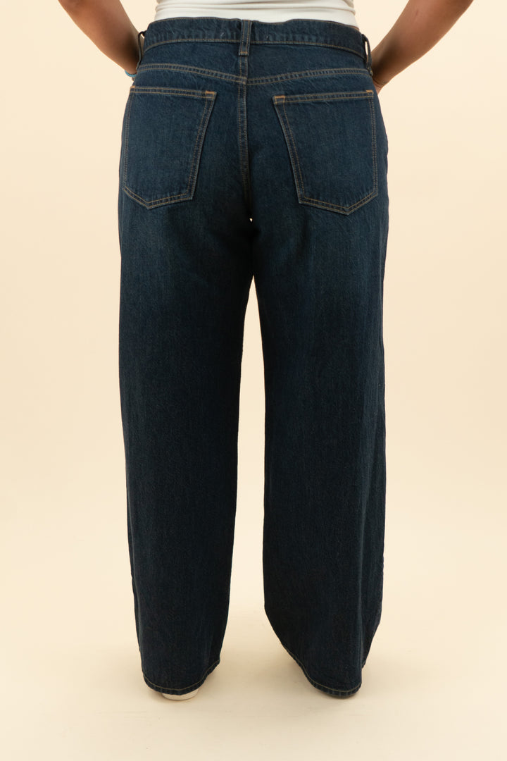 abercrombie and fitch dark wash low rise ultra loose jeans (30; retail $90)
