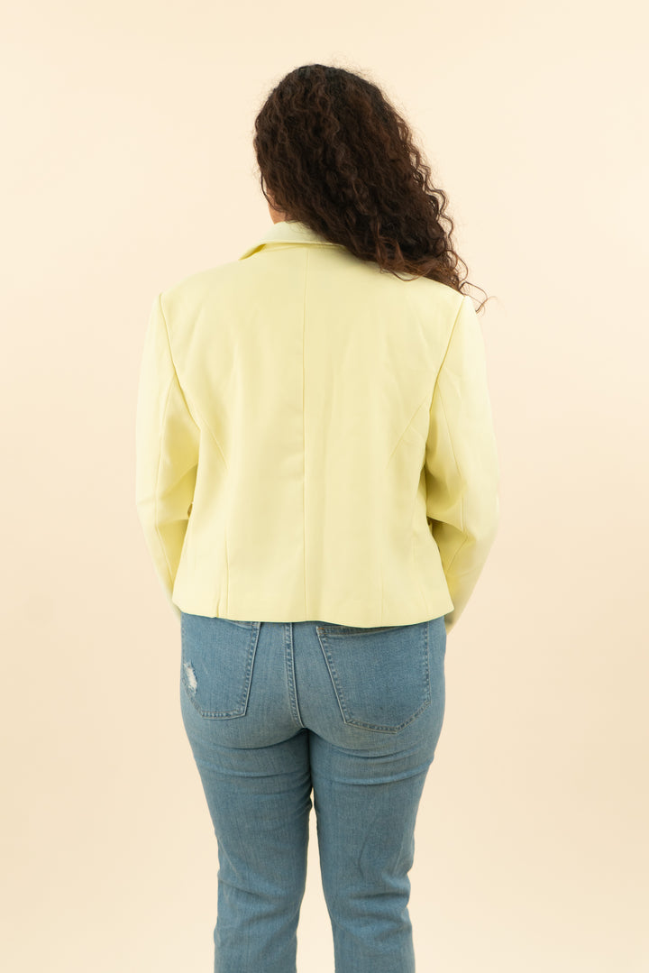 the noli shop light yellow gold button down double breasted blazer nwt (l; retail $228)