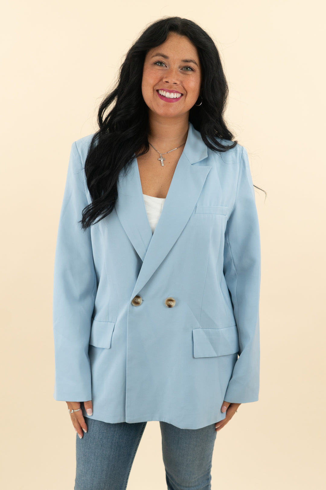 vici baby blue oversized blazer (l; retail $88)