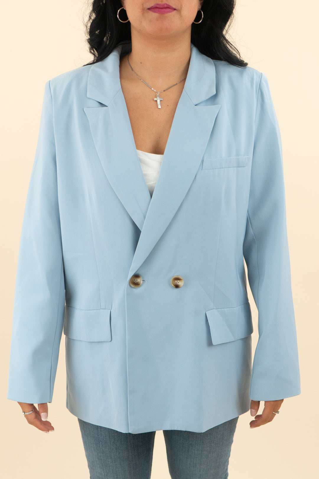 vici baby blue oversized blazer (l; retail $88)