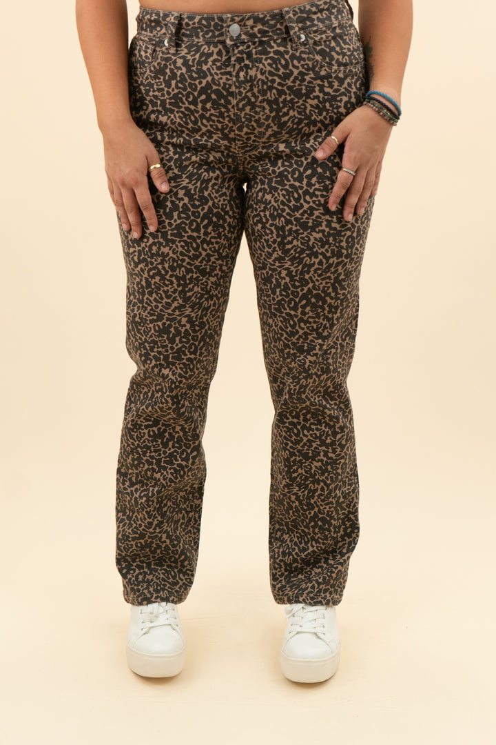 fabletics leopard print high rise straight jean (30; retail $164)