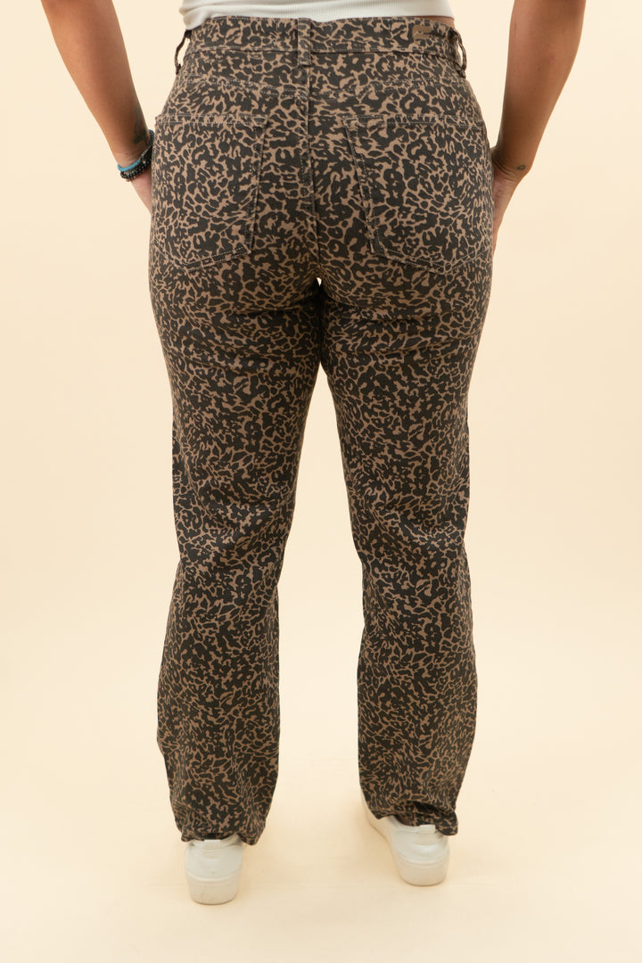 fabletics leopard print high rise straight jean (30; retail $164)