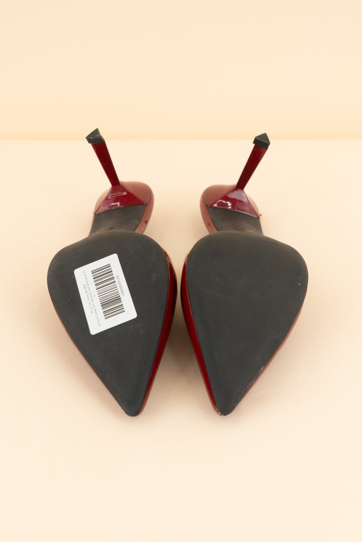 jeffrey campbell dark red patent leather slingback (9; retail $175)