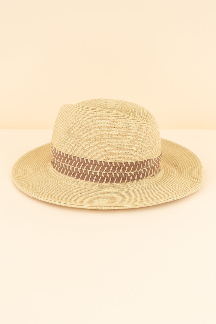comhats straw hat w/ mocha band nwt (l; retail $36)