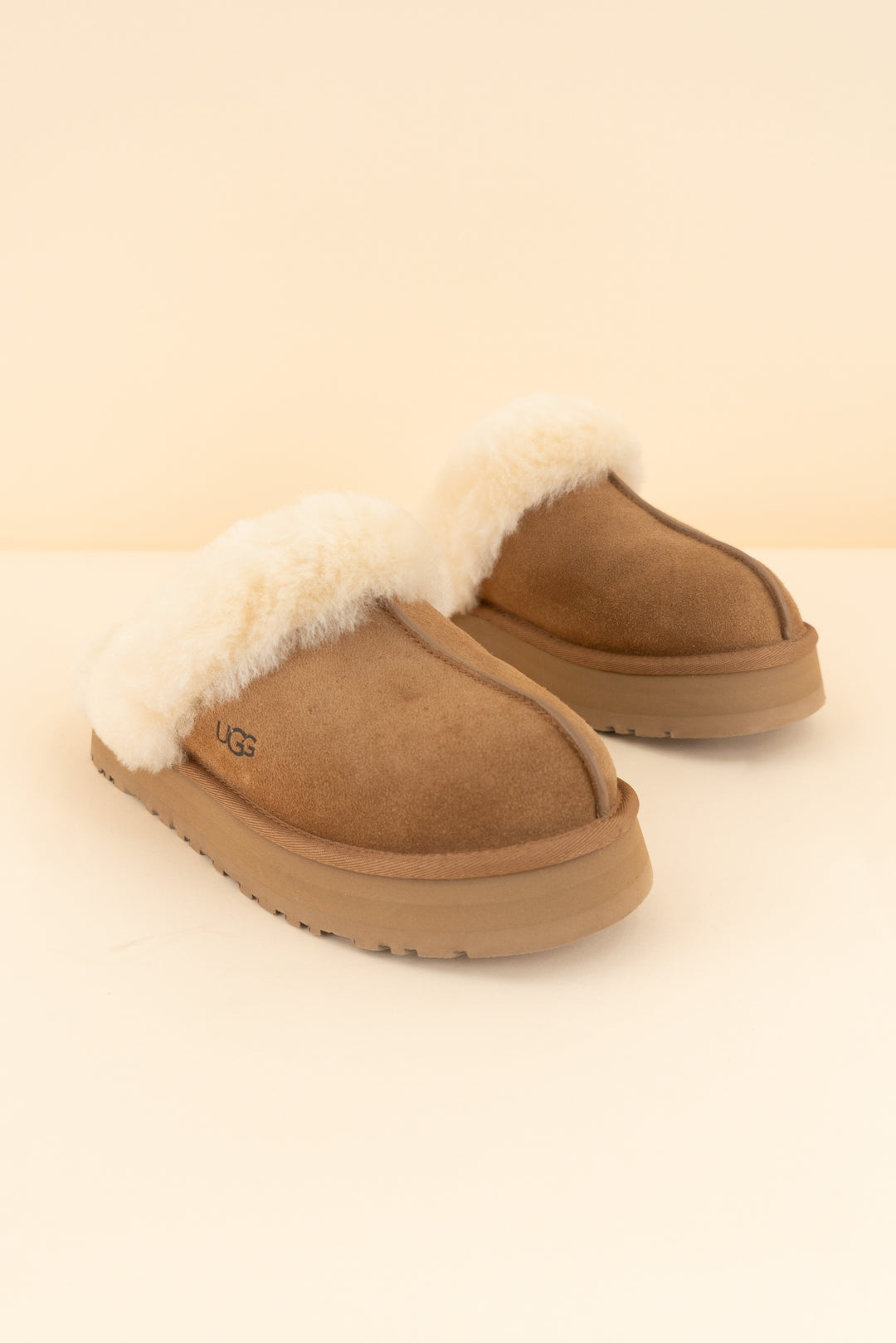 ugg shearling platform slippers (8; retail $155)