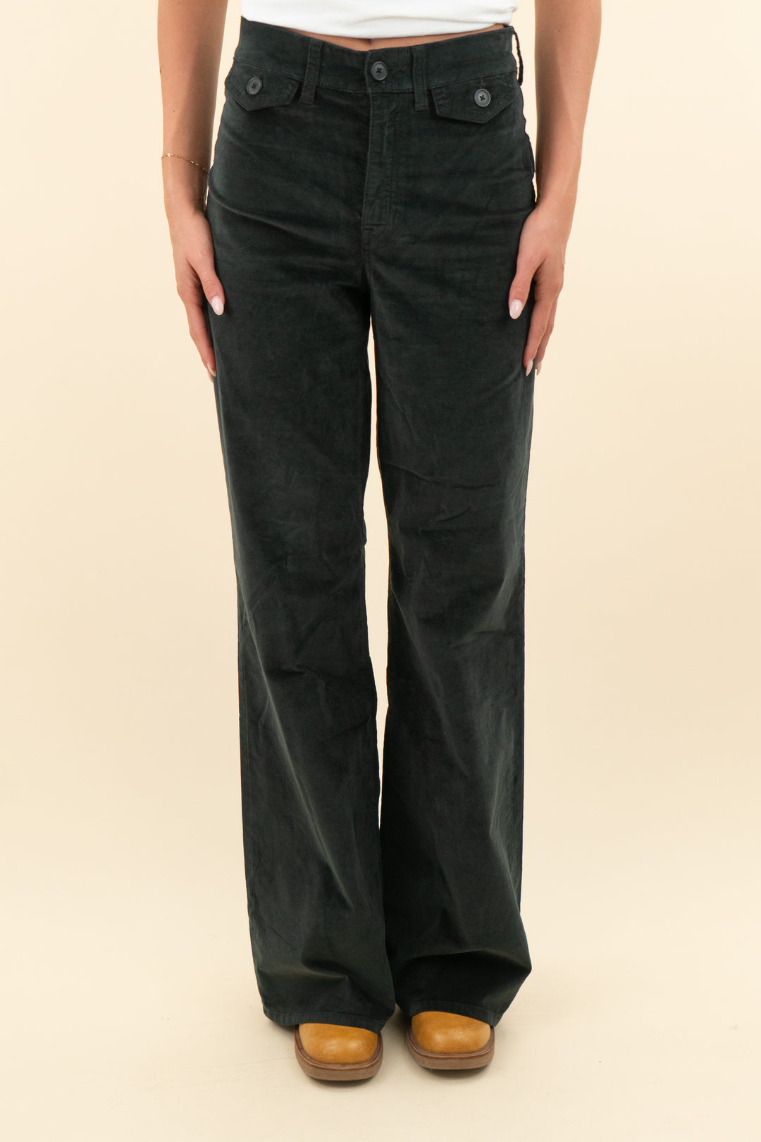 j. crew charcoal velvet flare trousers (25t; retail $148)