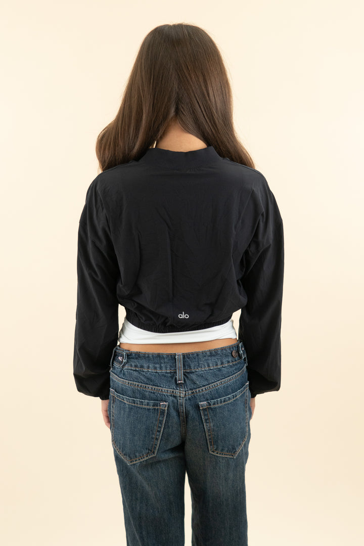 alo black cropped windbreaker jacket (s; retail $228)