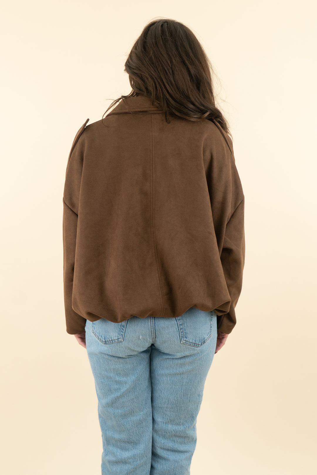 fashion dark brown suede crop jacket nwt (s; retail $58)