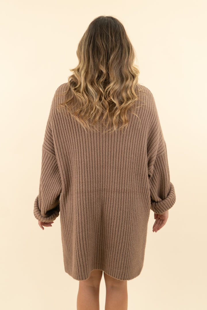 storets light brown turtleneck sweater dress (s/m; retail $154)