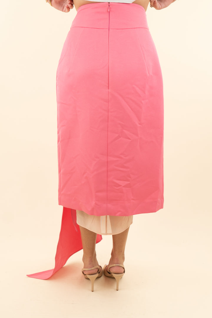 aq/aq bubblegum pink tie front wrap skirt (8; retail $150)