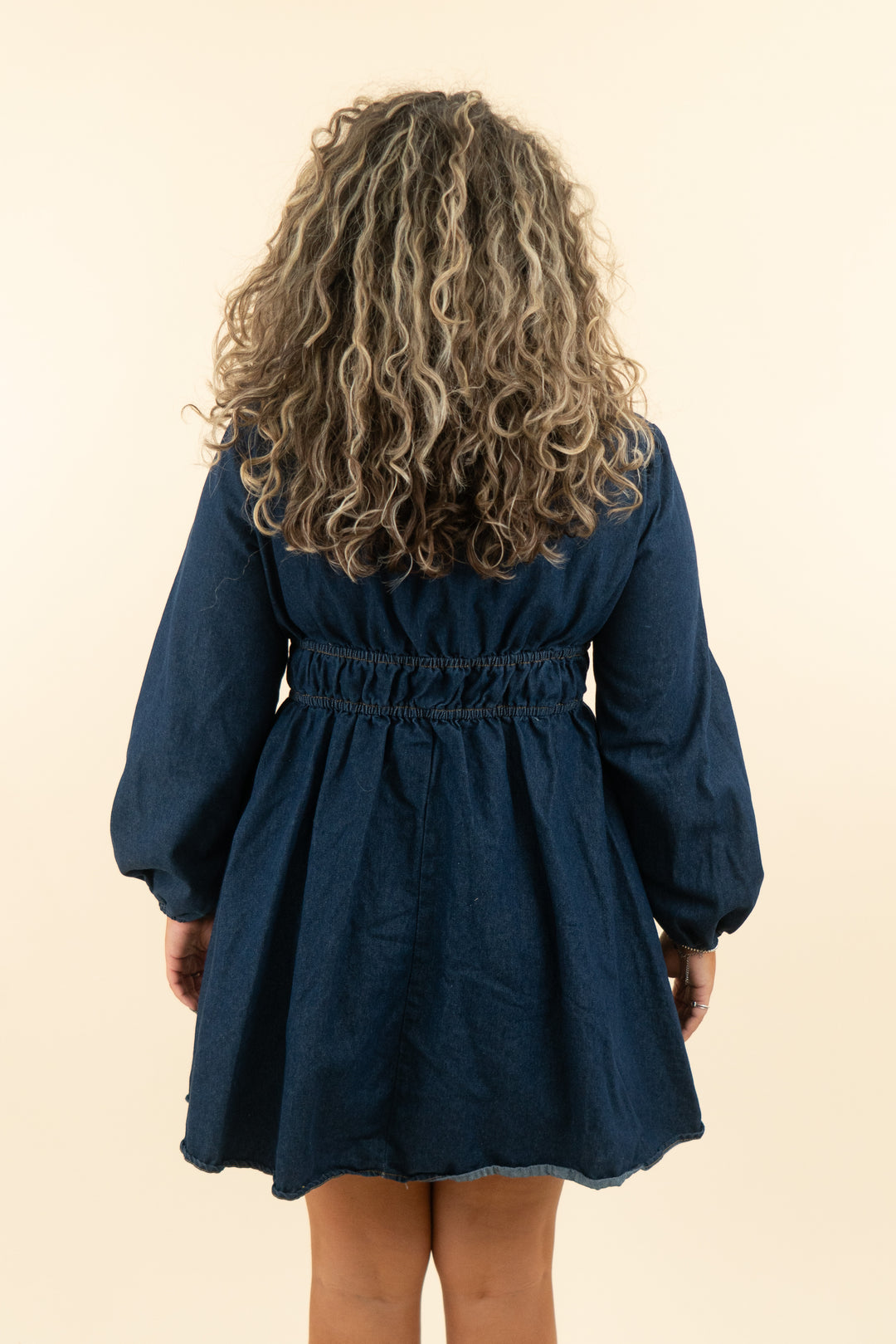 dark denim chambray dress w/ front ties (l; retail $55)