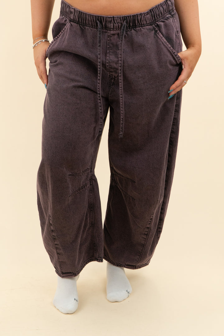 gap purple barrel leg jean w/ drawstring waist (l; retail $90)
