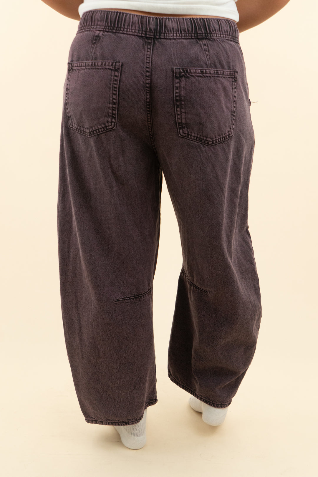 gap purple barrel leg jean w/ drawstring waist (l; retail $90)