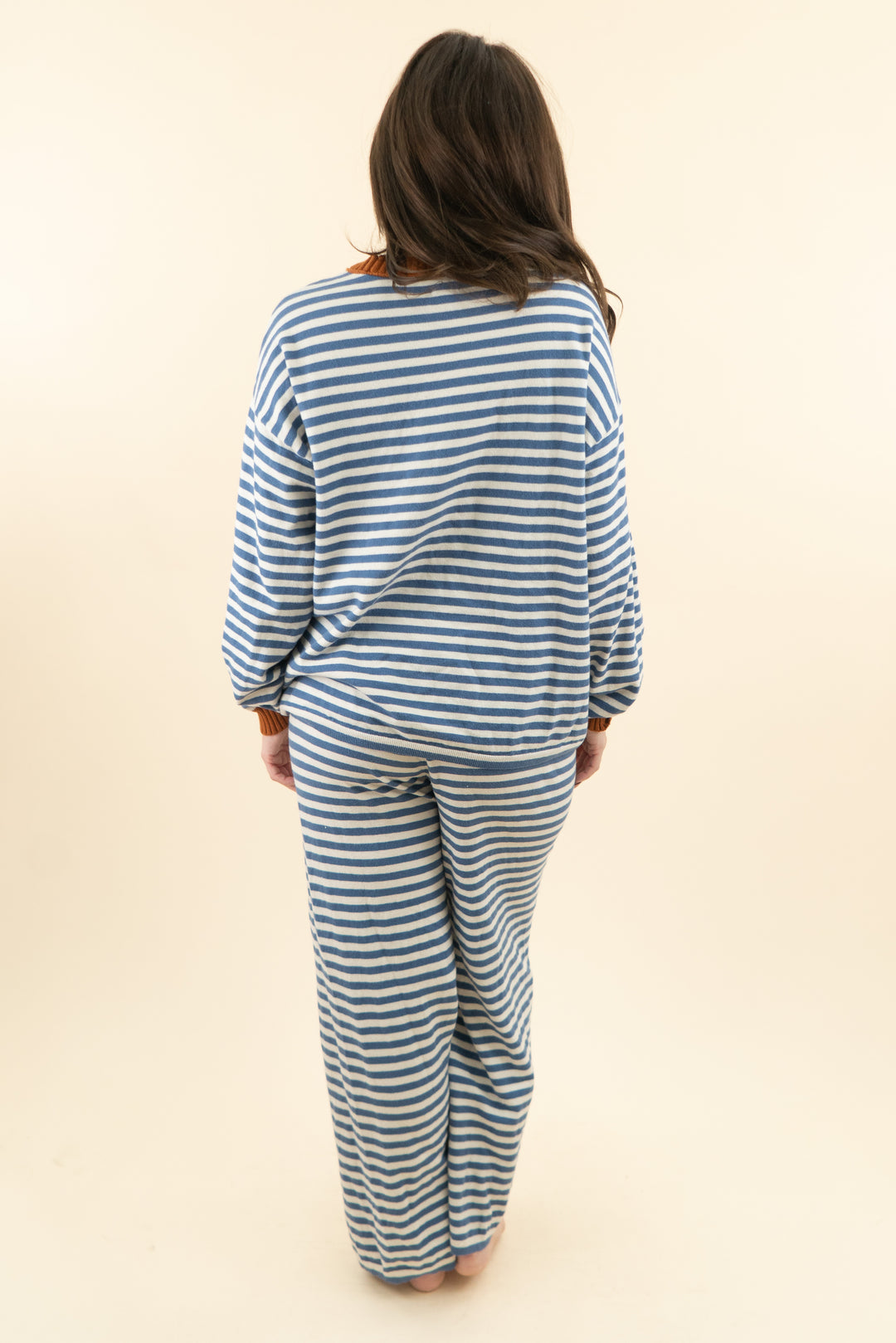 aerie blue & white striped sweater & pant set (m; retail $119)