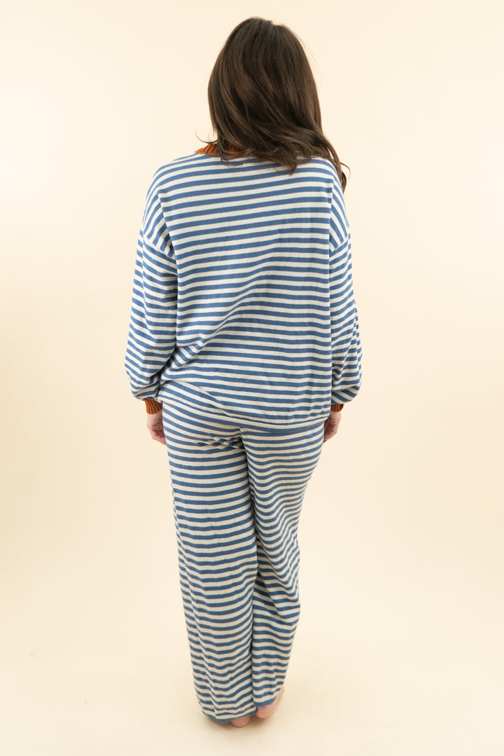 aerie blue & white striped sweater & pant set (m; retail $119)