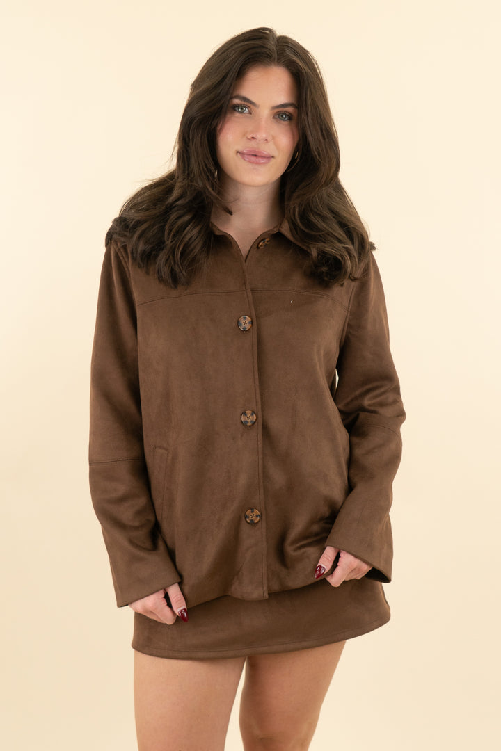 wild fable faux suede brown jacket nwt (m; retail $45)