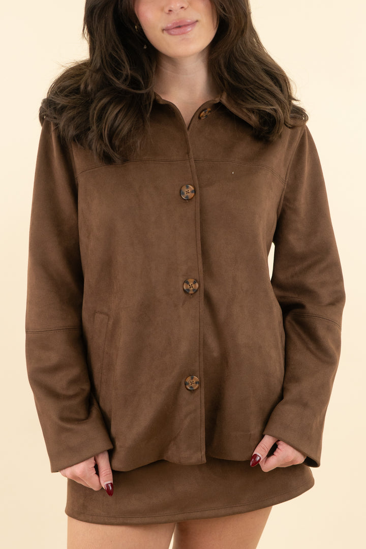 wild fable faux suede brown jacket nwt (m; retail $45)