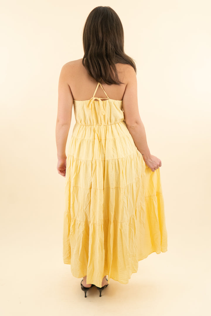 Abercrombie & Fitch yellow tie back maxi dress nwt (s; retail $120)