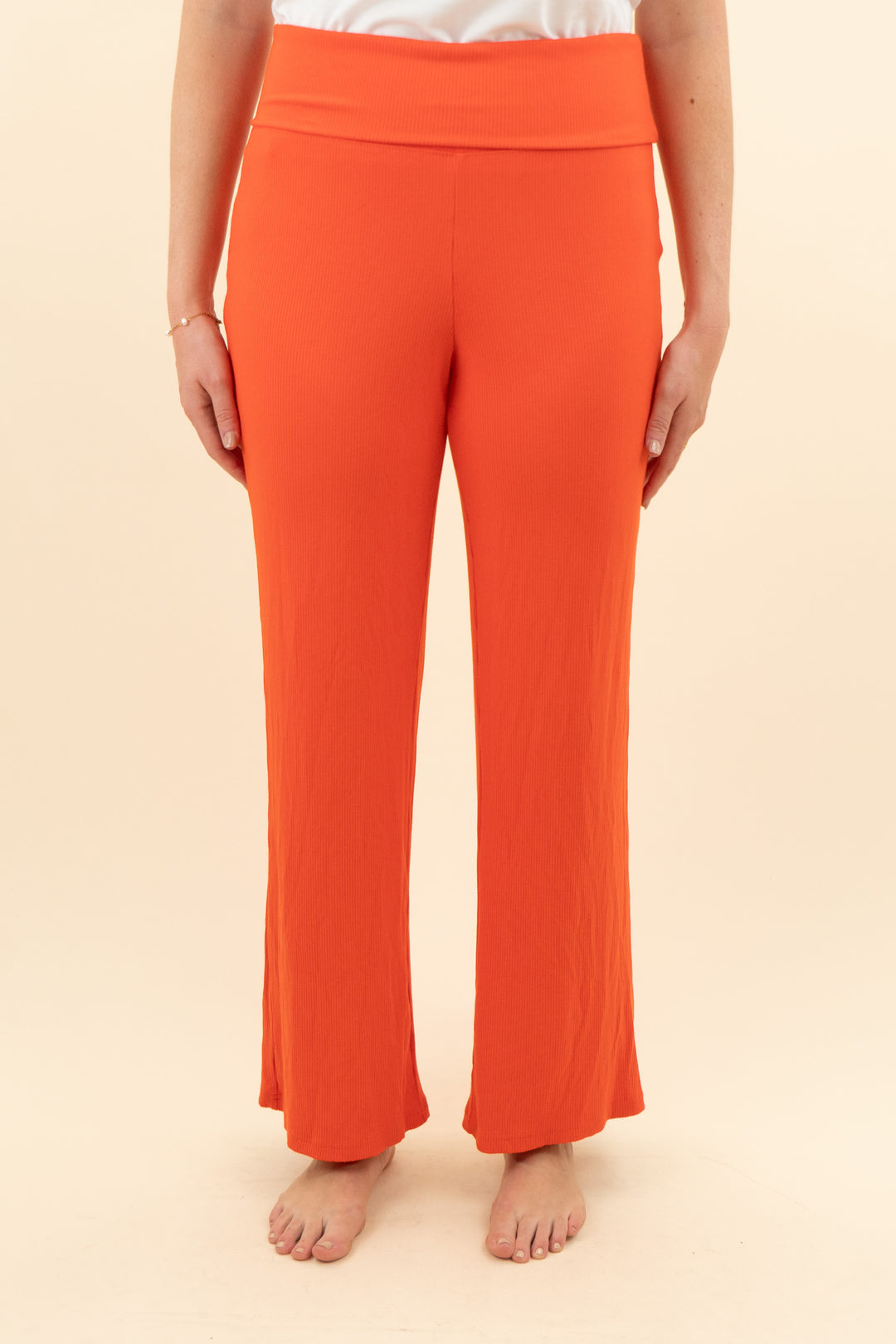 offline by aerie orange ribbed wide leg pants (s; retail $74.95)