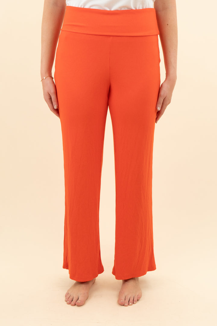 offline by aerie orange ribbed wide leg pants (s; retail $74.95)