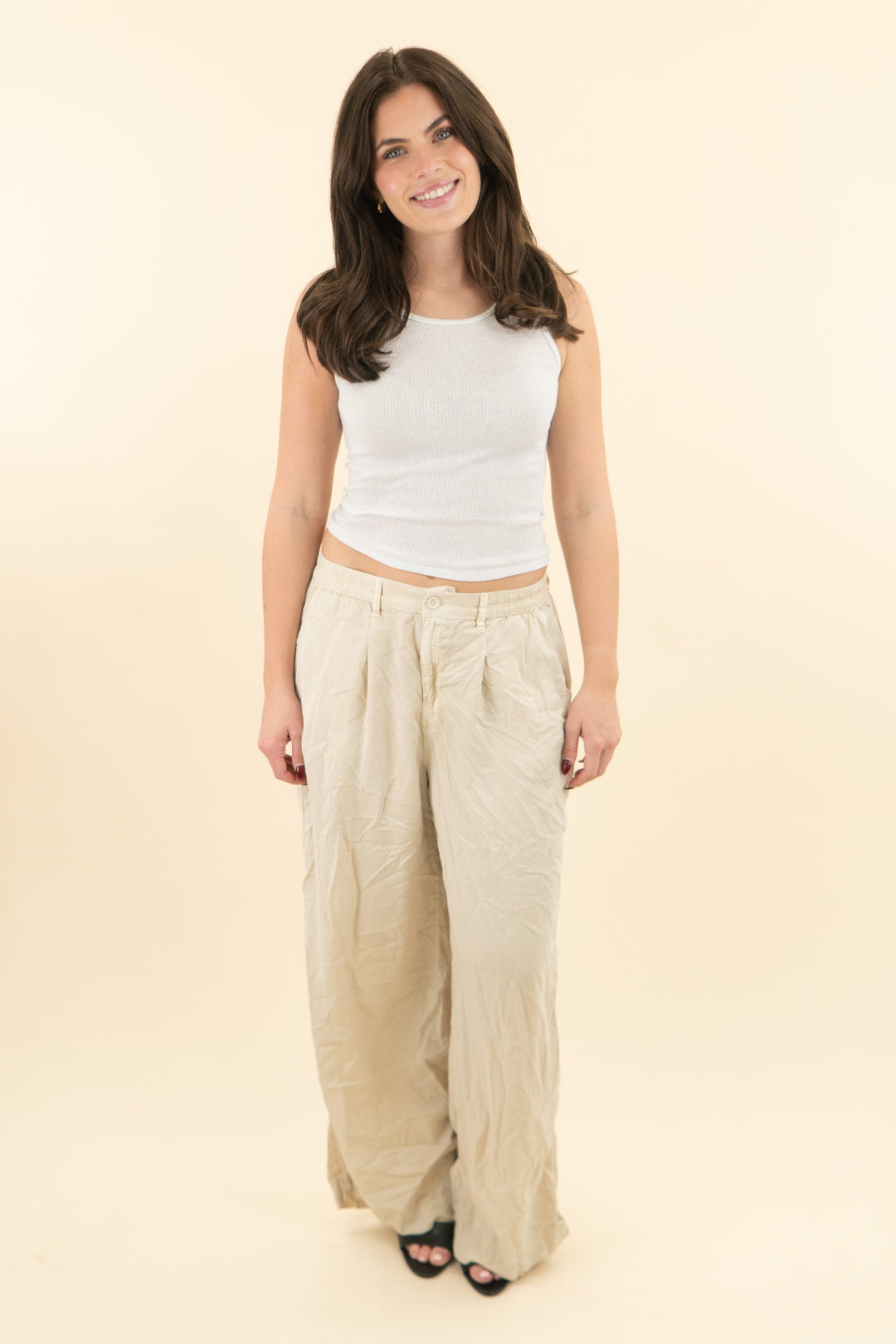 aerie khaki wide leg pant (ml; retail $69.95)