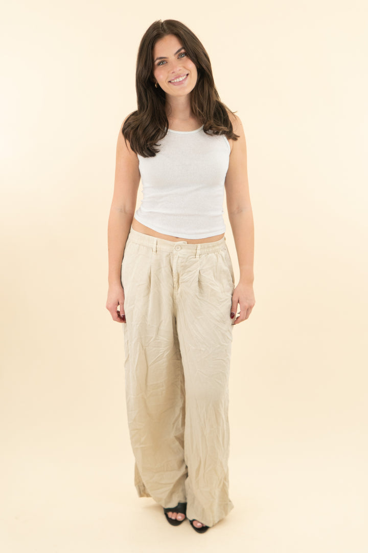 aerie khaki wide leg pant (ml; retail $69.95)