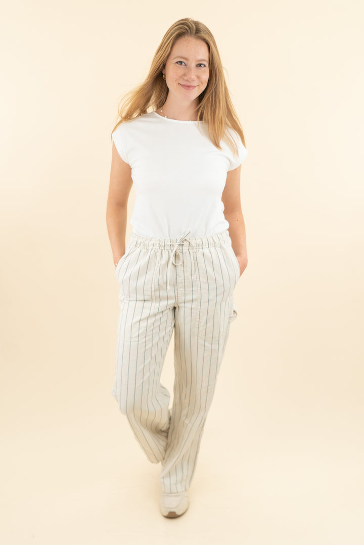 aerie cream cargo pants w/ gray stripes nwt (sl; retail $64)