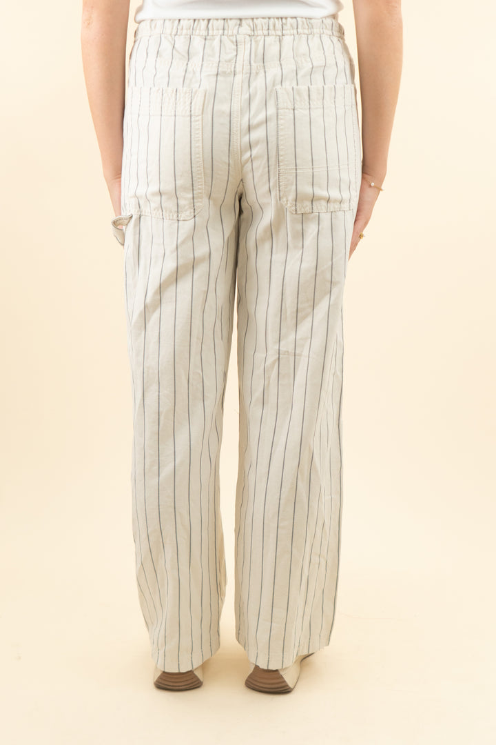 aerie cream cargo pants w/ gray stripes nwt (sl; retail $64)