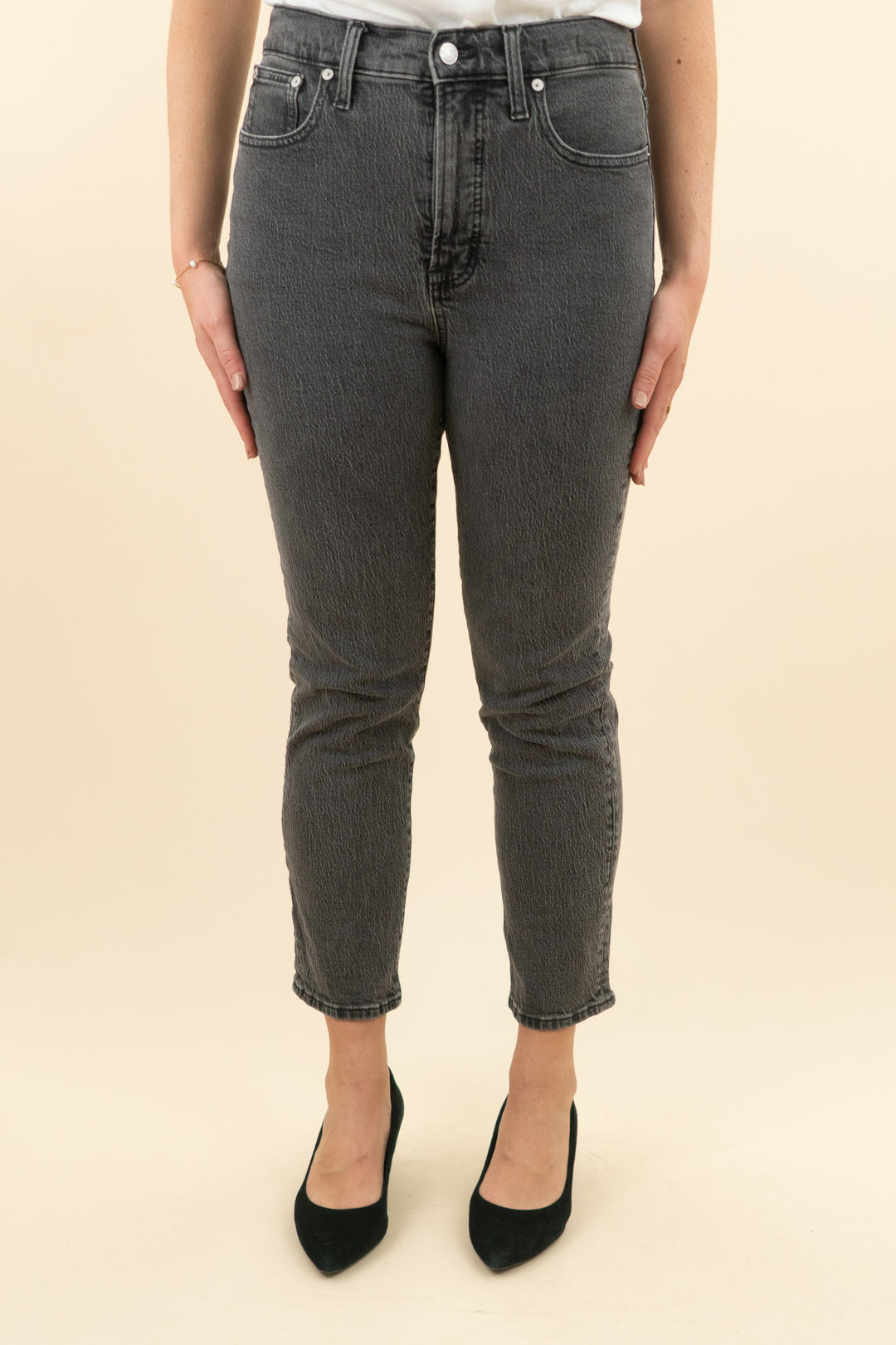 madewell black denim straight leg jean (28; retail $148)