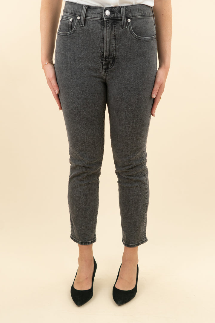madewell black denim straight leg jean (28; retail $148)