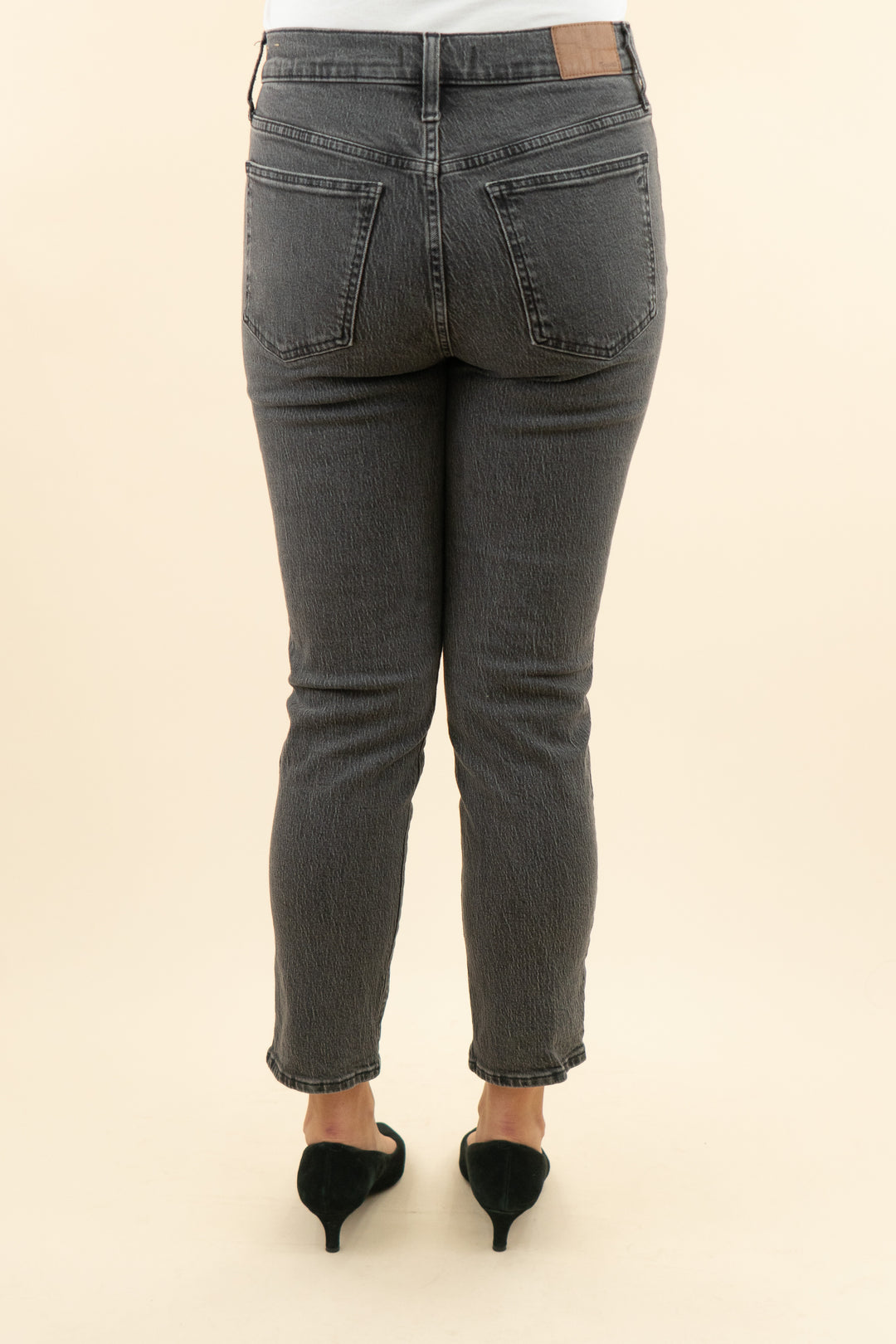 madewell black denim straight leg jean (28; retail $148)