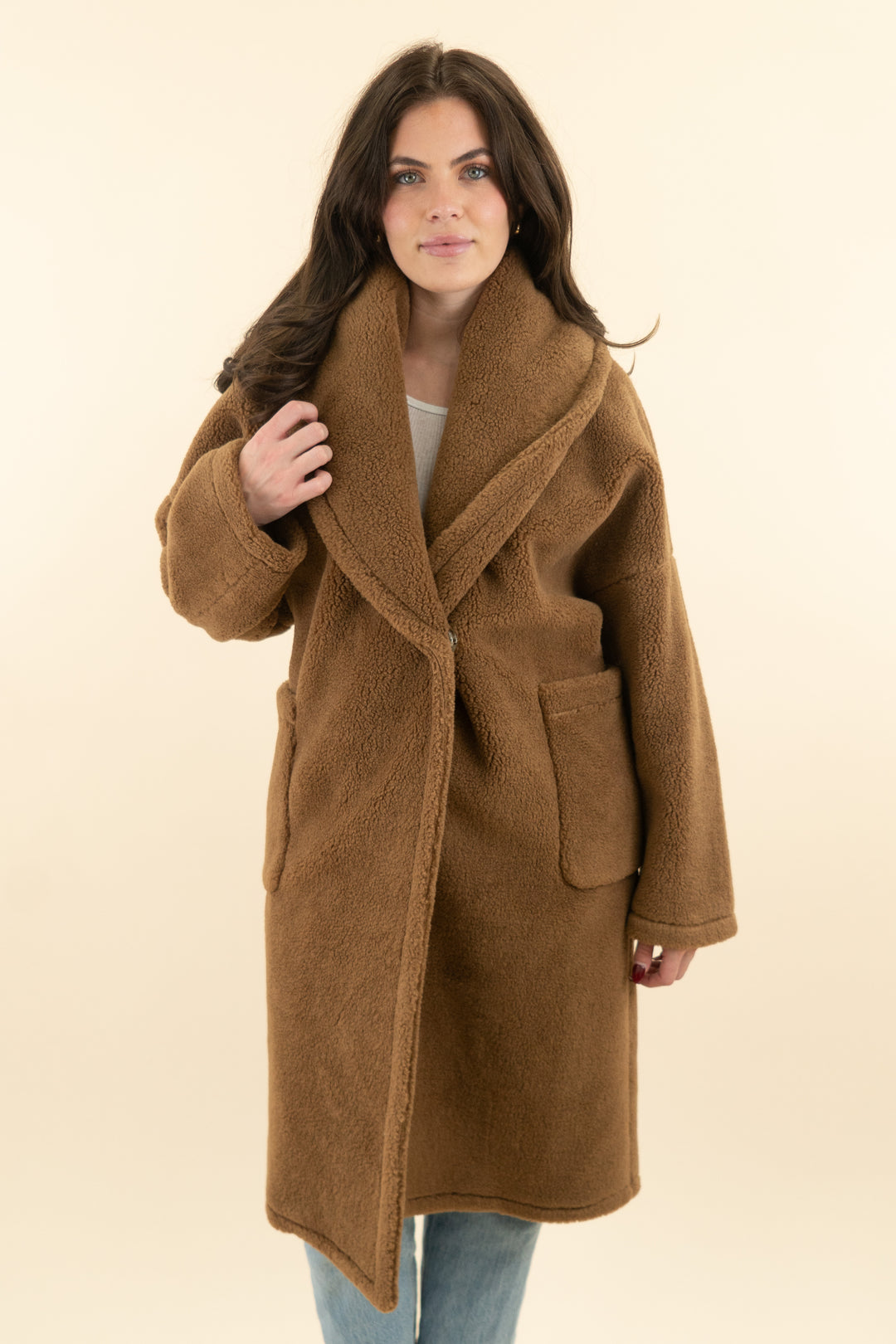 quaint by durlana quantas brown teddy trench coat (36; retail $300)