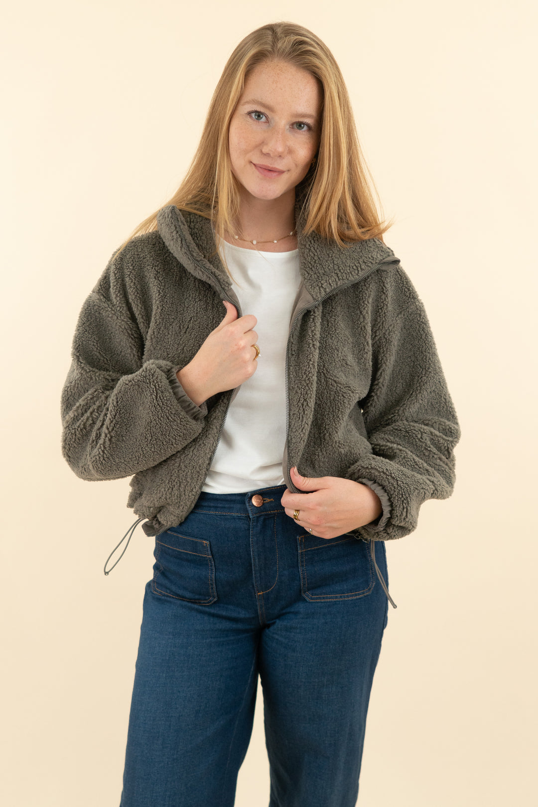 lululemon dark gray fleece zip up w/ cinch waist (6; retail $148)
