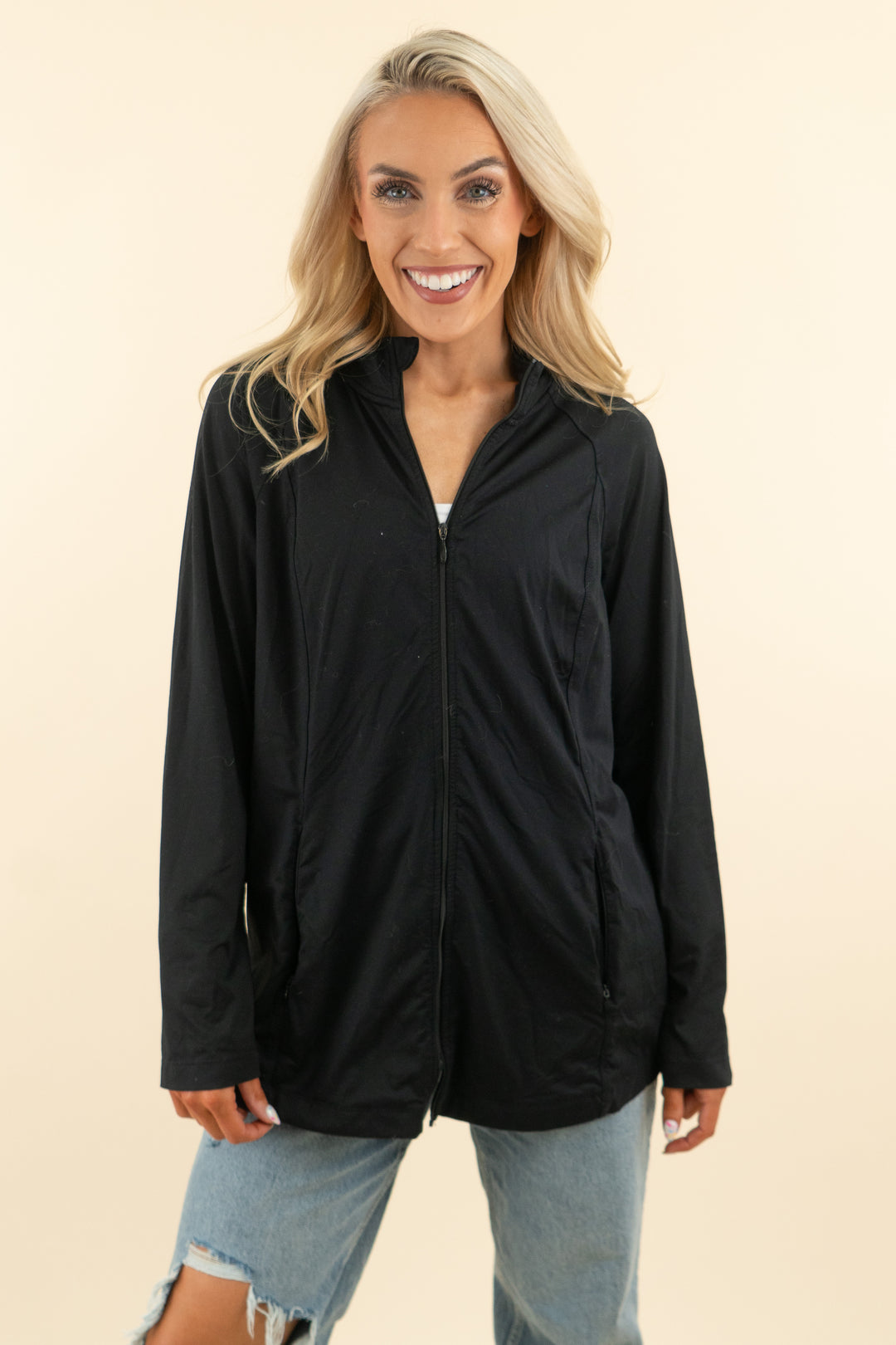 j. jill fit black performance shirttail jacket (m; retail $89)