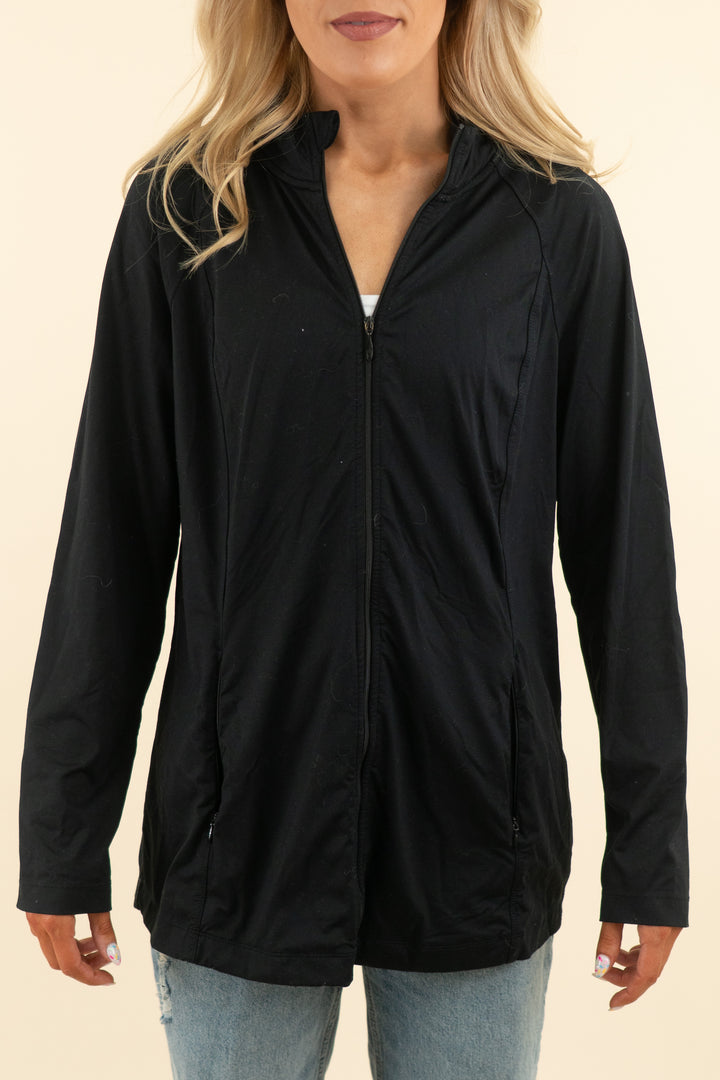j. jill fit black performance shirttail jacket (m; retail $89)