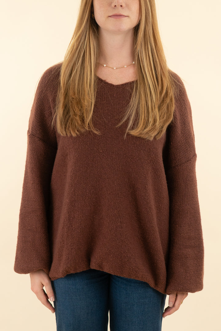 chocolate brown oversized v neck sweater (m; retail $45)