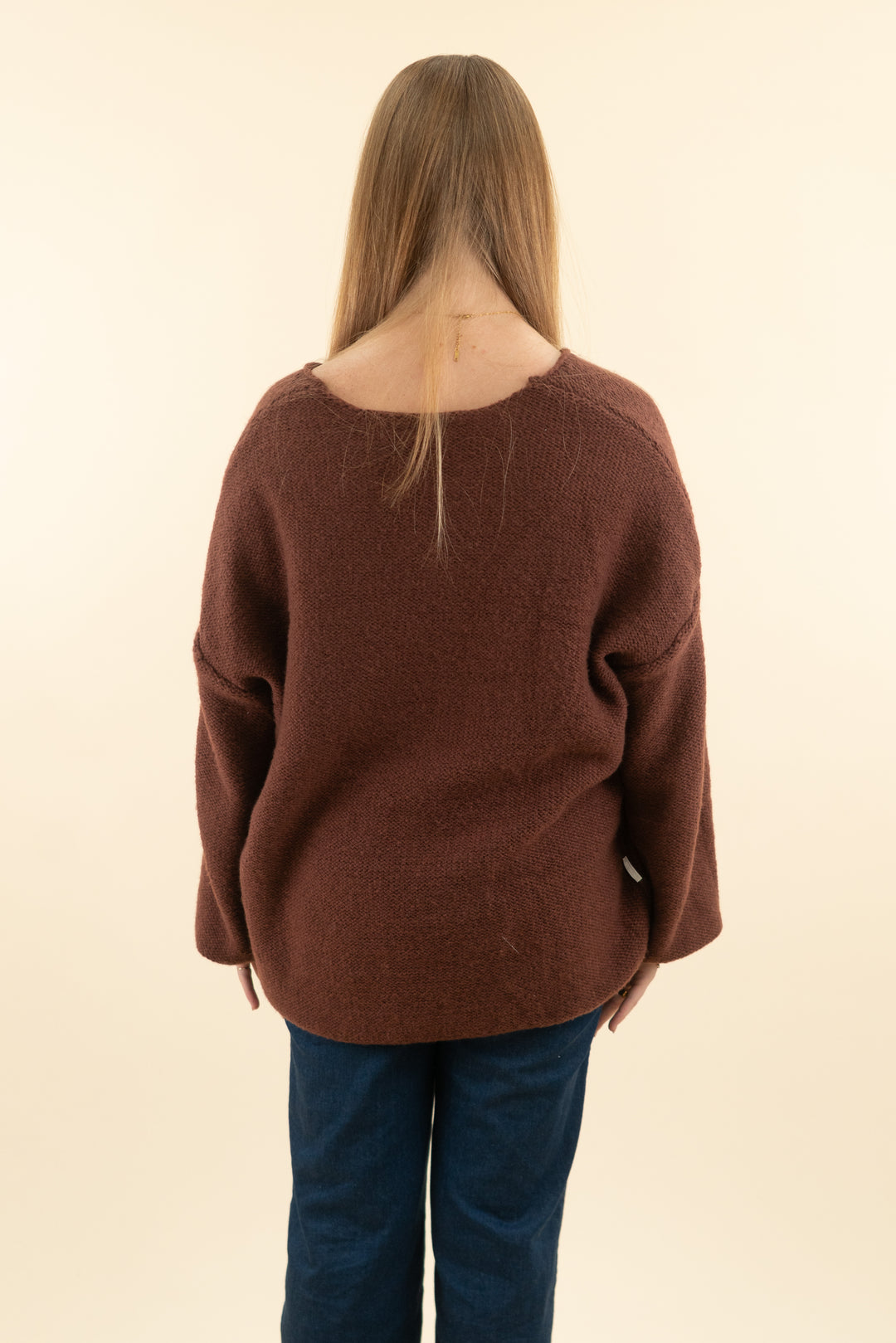 chocolate brown oversized v neck sweater (m; retail $45)