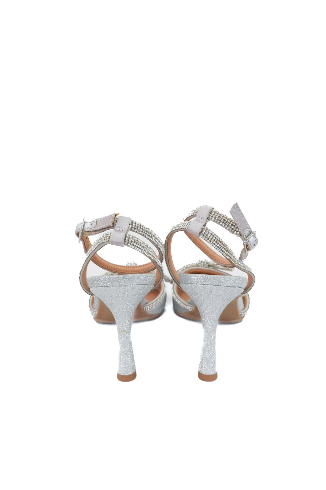 a new day silver sparkly bow heels (9.5)