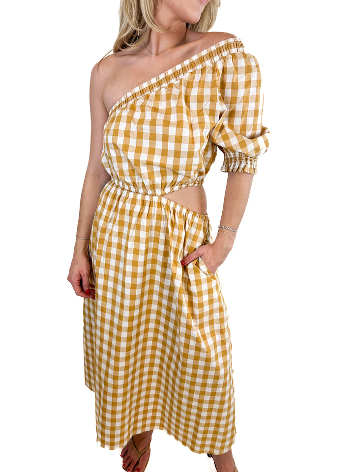 Who What Wear Checked One-Shoulder Dress NWT (XS)