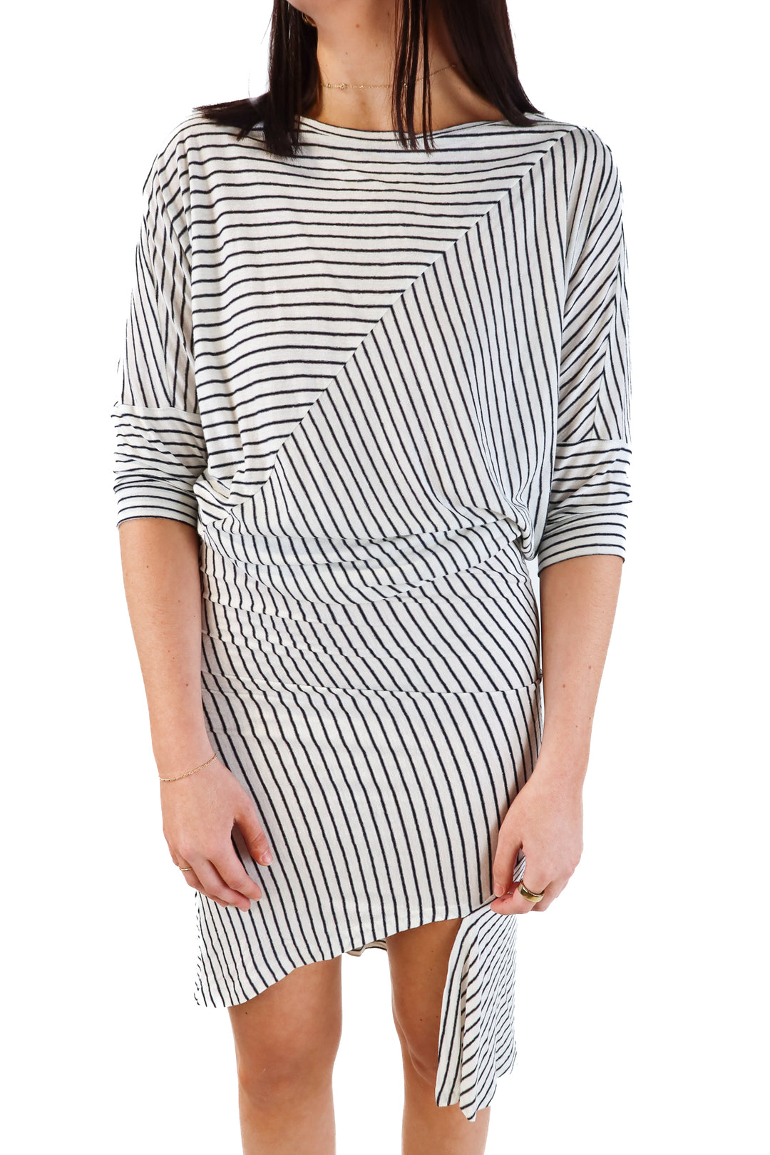 All saints navy/white striped midi dress (s; retail $120)
