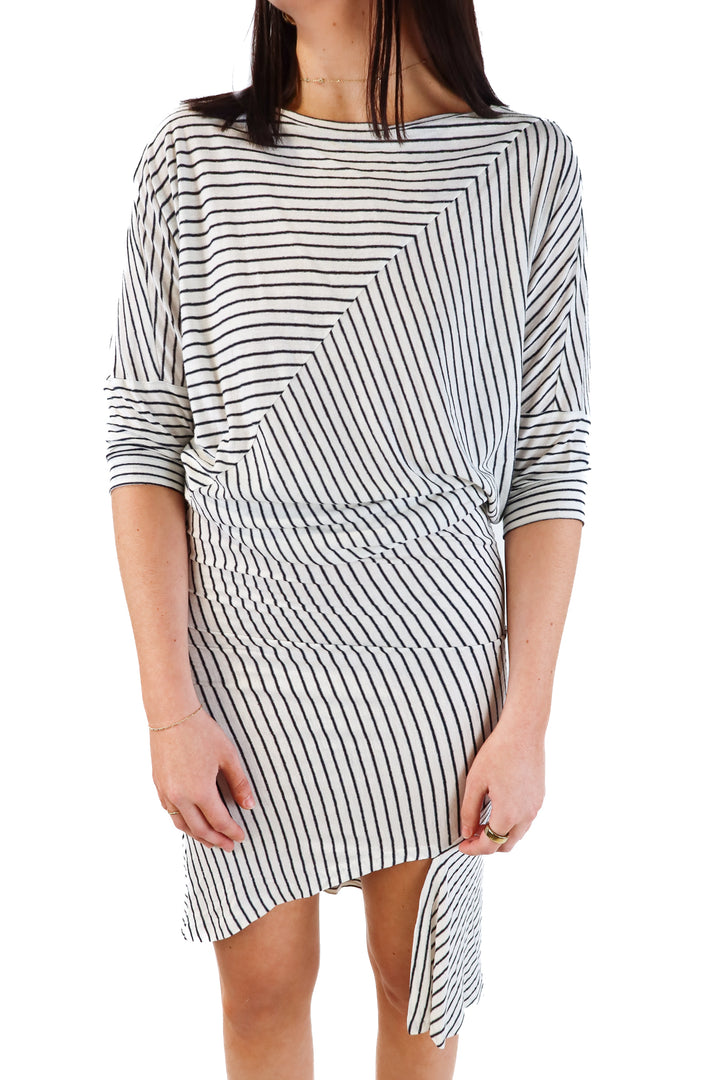 All saints navy/white striped midi dress (s; retail $120)