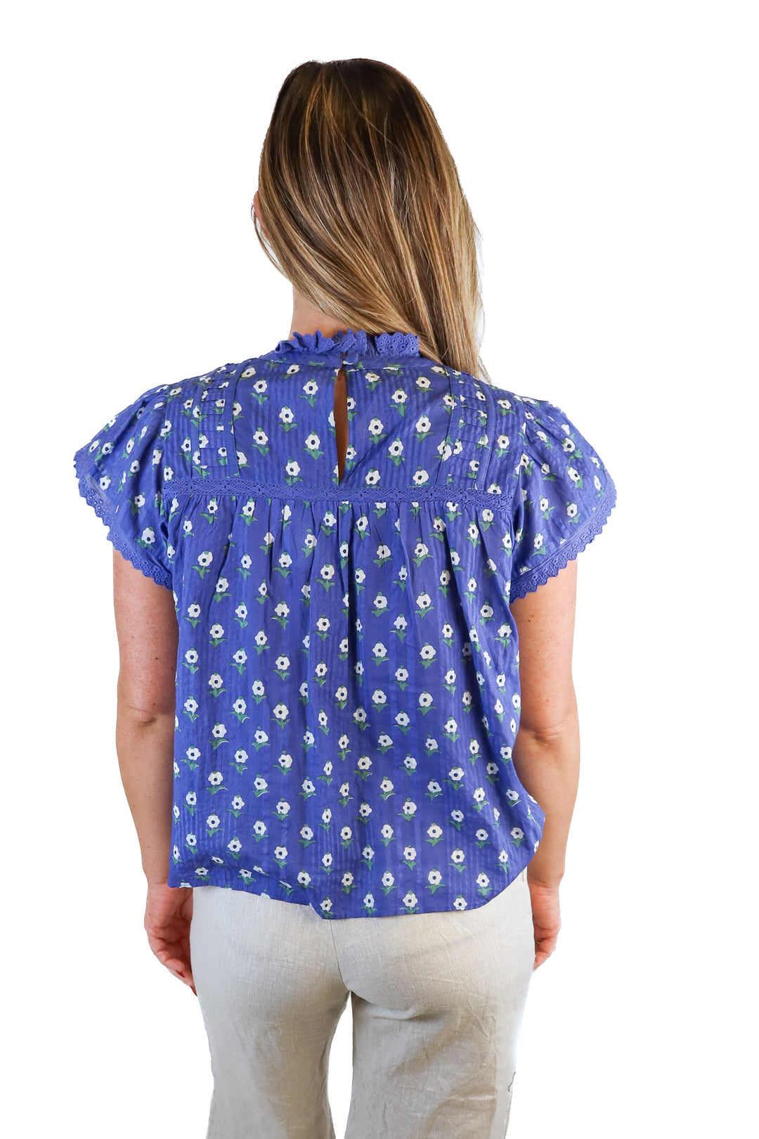 Ophelia & Indigo blue floral top NWT (S)