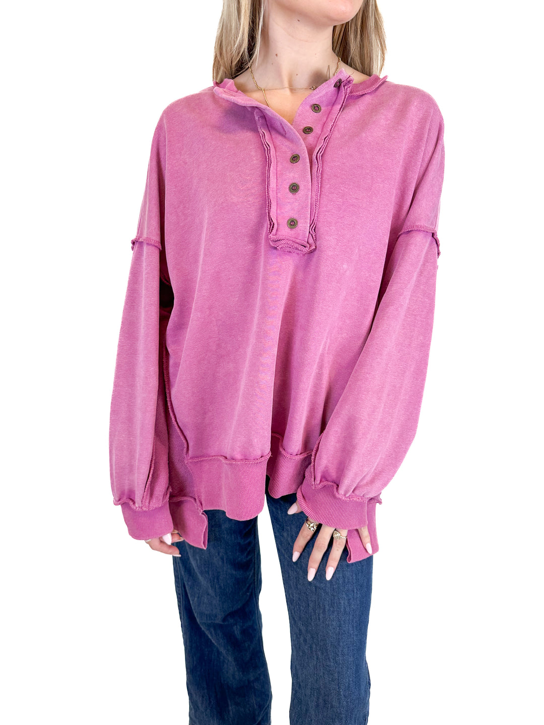 Peach Love Raspberry Oversized Sweatshirt (S)