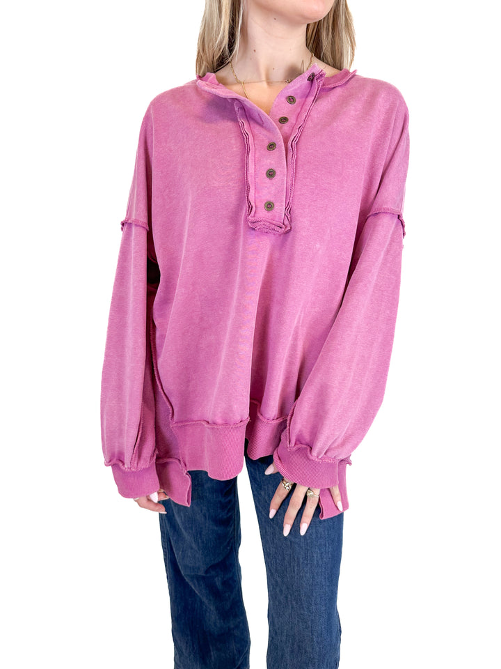 Peach Love Raspberry Oversized Sweatshirt (S)